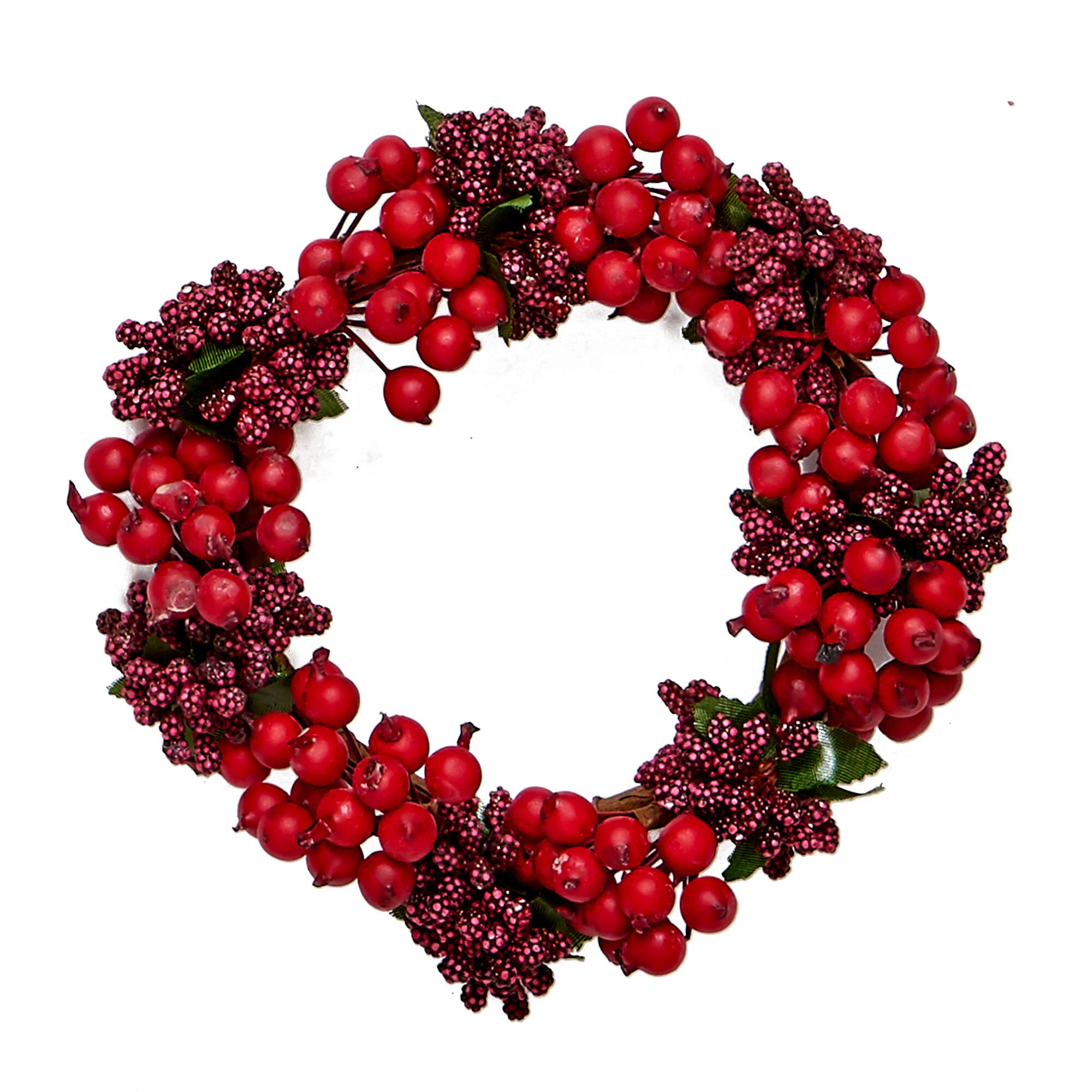 3.5" Christmas Berry Candle Ring, Red, 2ct.